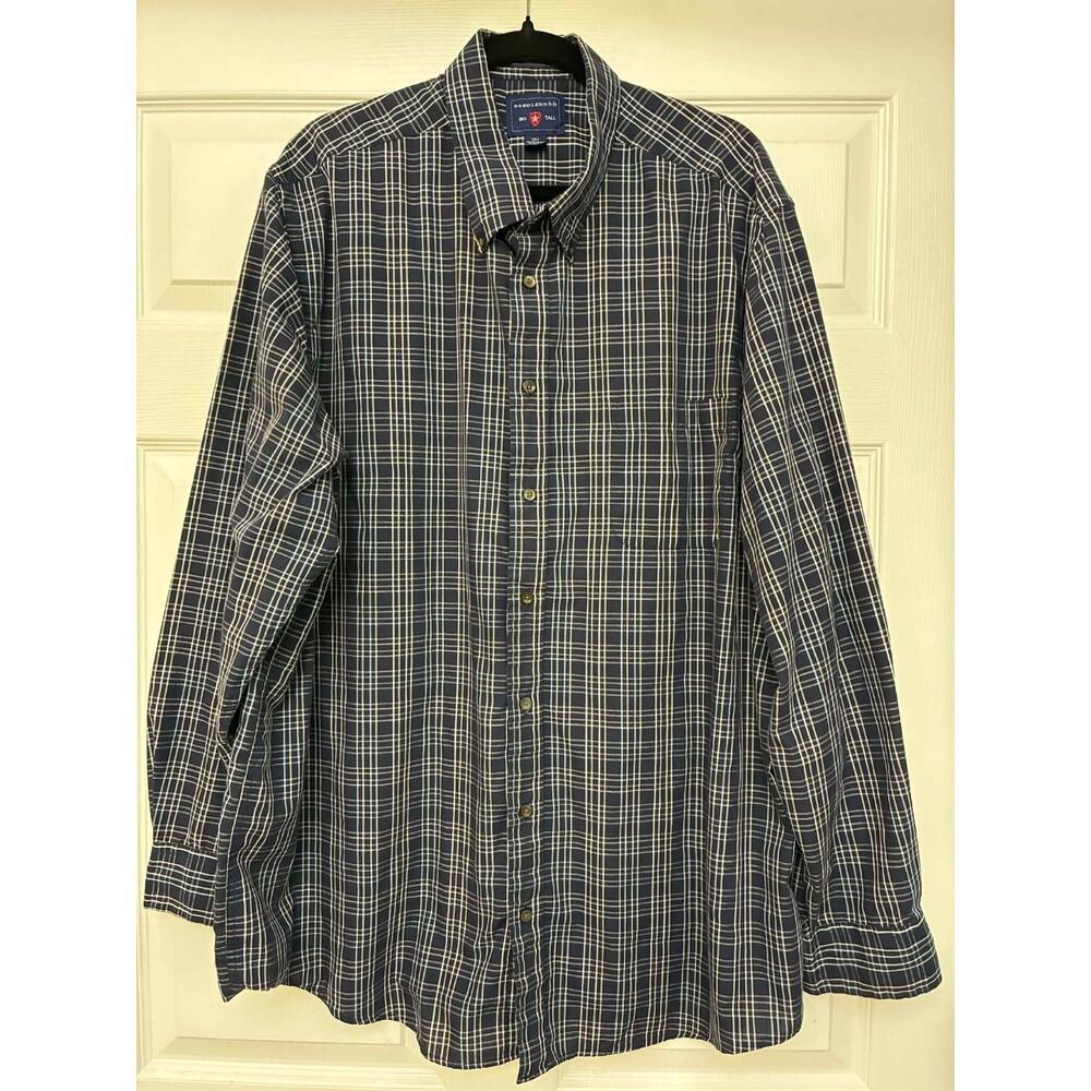 Saddlebred Mens Big & Tall Plaid Button Down Shirt Long Sleeve Cotton